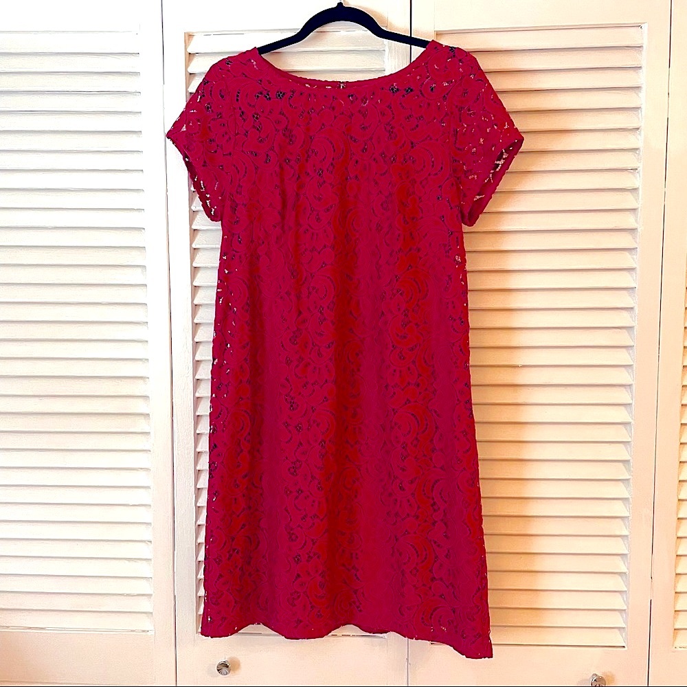Loft Burgundy Floral Overlay Dress NWT